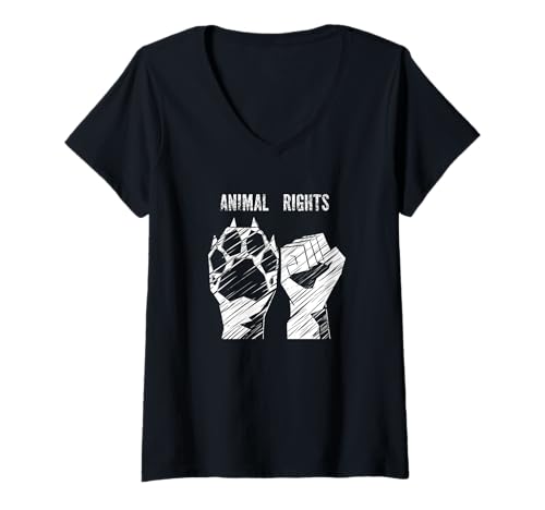 Damen Animal Rights T-Shirt mit V-Ausschnitt von Yasino Design