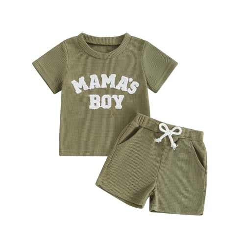 Yassiglia Baby Jungen Kleidung Set Sommer Zweiteiler Outfit Farbe Patchwork Kurzarm Shirt + Shorts Kleinkind Bekleidungssets Neugeborene Babykleidung (Grün B, 6-12 Months) von Yassiglia