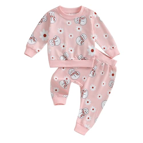 Yassiglia Baby Mädchen Kleidung Set Neugeborene Süßes Zweiteiler Outfit Kleinkind Herbst Winter Bekleidungssets Sweatshirt + Lange Hose (Rosa C, 6-12 Months) von Yassiglia