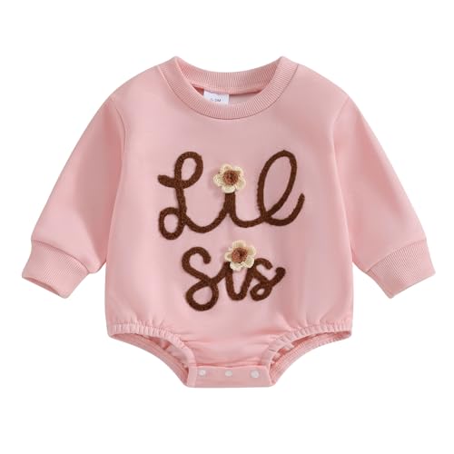 Yassiglia Baby Mädchen Schwester Matching Outfit Kinder Sweatshirt Neugeborene Langarm Strampler Big Sister Little Sister Outfits Herbst Kleidung (Rosa B, 18-24 Months) von Yassiglia