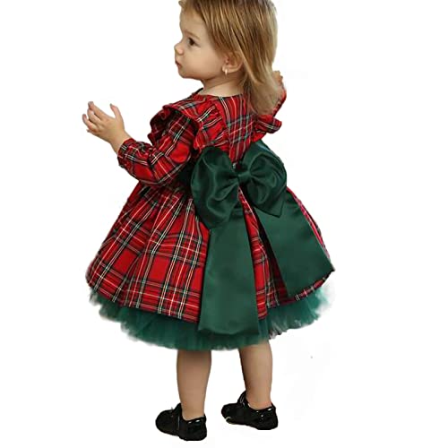 Yassiglia Baby Mädchen Weihnachtskleid Langarm Tutu Prinzessin Kleid Baby Born Weihnachtsoutfit Kleinkind Weihnachten Kleidung Set (Rot Grün, 5-6 Years) von Yassiglia