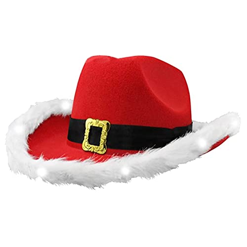 Yassiglia Cowboy Hut Damen Elegant Breite Krempe Hut Vintage Western Hüte Cowgirl Cap Mädchen Prinzessin Hut für Cosplay Allerheiligen Halloween Party (Weihnachtshut, Einheitsgröße) von Yassiglia