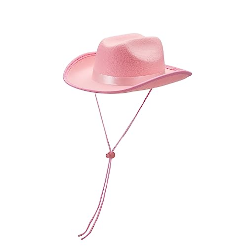 Yassiglia Cowboy Hut Kinder Mädchen Jungen Cowboyhut Breite Krempe Western Cowgirl Hut Zubehör Kopfbedeckung für Fasching Karneval Fest Party (Rosa, One Size) von Yassiglia