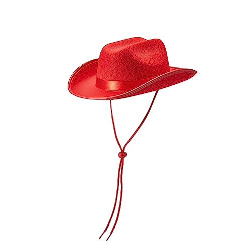 Yassiglia Cowboy Hut Kinder Mädchen Jungen Cowboyhut Breite Krempe Western Cowgirl Hut Zubehör Kopfbedeckung für Fasching Karneval Fest Party (Rot, One Size) von Yassiglia