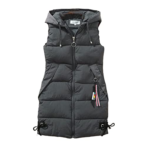 Yassiglia Damen Puffer Weste Leichte Daunenweste Warme Steppweste Zip Up Winterweste Ärmellose Winterjacke Winter Jacke Mantel Outdoor (Dunkel Grau, L) von Yassiglia