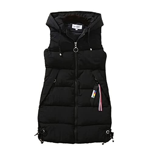 Yassiglia Damen Puffer Weste Leichte Daunenweste Warme Steppweste Zip Up Winterweste Ärmellose Winterjacke Winter Jacke Mantel Outdoor (Schwarz, L) von Yassiglia