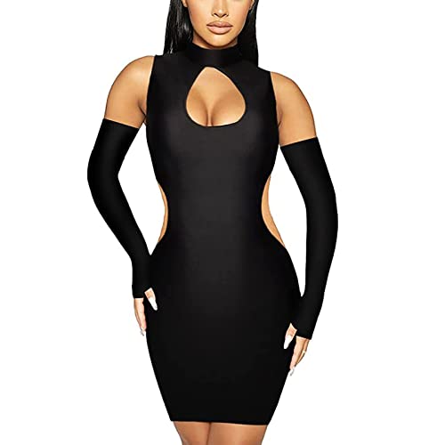 Yassiglia Damen Sexy Bodycon Kleid Y2K Ärmellos Cut Out Rückenfrei Minikleid Streetwear für Party Club Fest (L) von Yassiglia