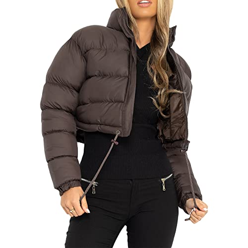 Yassiglia Damen Winterjacke Puffer Jacke Gesteppte Daunenjacke Leichte Steppjacke Frauen Dicke Winter Jacke für Teenager Mädchen Warm, Kurz, Outdoor (Braun, S) von Yassiglia