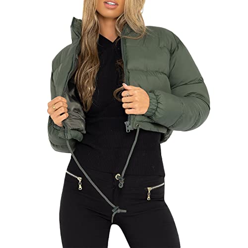 Yassiglia Damen Winterjacke Puffer Jacke Gesteppte Daunenjacke Leichte Steppjacke Frauen Dicke Winter Jacke für Teenager Mädchen Warm, Kurz, Outdoor (Grün, L) von Yassiglia