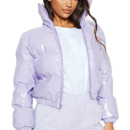 Yassiglia Damen Winterjacke Puffer Jacke Gesteppte Daunenjacke Leichte Steppjacke Frauen Dicke Winter Jacke für Teenager Mädchen Warm, Kurz, Outdoor (Hell Lila, L) von Yassiglia