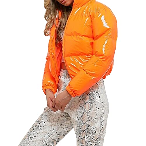 Yassiglia Damen Winterjacke Puffer Jacke Gesteppte Daunenjacke Leichte Steppjacke Frauen Dicke Winter Jacke für Teenager Mädchen Warm, Kurz, Outdoor (Orange, S) von Yassiglia