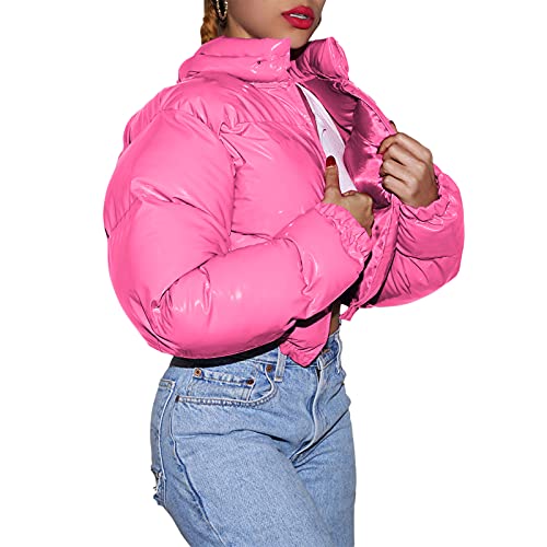 Yassiglia Damen Winterjacke Puffer Jacke Gesteppte Daunenjacke Leichte Steppjacke Frauen Dicke Winter Jacke für Teenager Mädchen Warm, Kurz, Outdoor (Rosa, XL) von Yassiglia