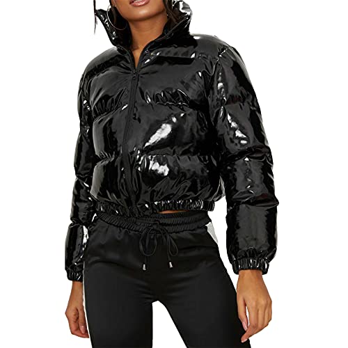 Yassiglia Damen Winterjacke Puffer Jacke Gesteppte Daunenjacke Leichte Steppjacke Frauen Dicke Winter Jacke für Teenager Mädchen Warm, Kurz, Outdoor (Schwarz, M) von Yassiglia