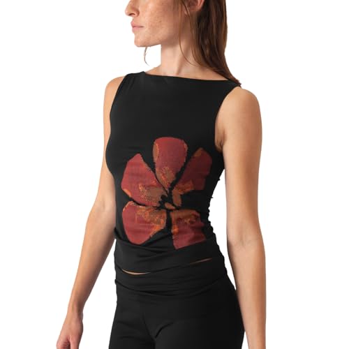 Yassiglia Damen Y2k Tank Top Sommer Elegant Crop Tops Ärmellos Slim Fit Shirt Blumen Druck Racerback Top Basic Tanktops für Teenager Mädchen (Schwarz, S) von Yassiglia