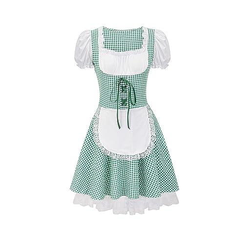 Yassiglia Dirndl Damen Midi Elegant Trachtenkleid für Oktoberfest Kostüm Günstig Dirndlkleid Knielang Kleid mit Schürze Spitze Grosse Grössen (Grün, XXL) von Yassiglia