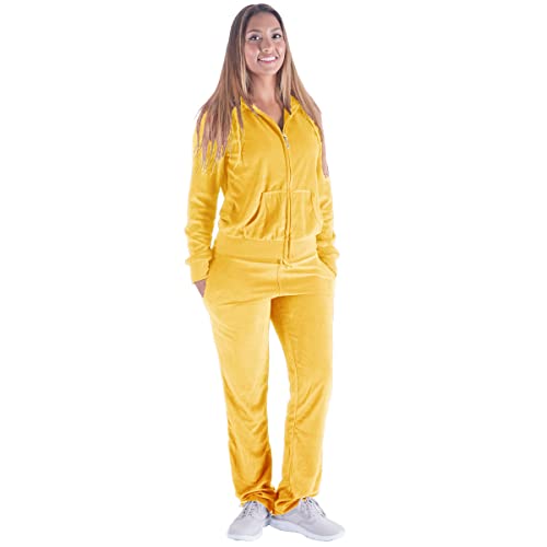 Velours Trainingsanzug Damen 2 Stück Jogger Outfits Jogging Sweatsuits Set Weiche Sport Sweat Anzüge Hosen, gelb, Medium Velours Trainingsanzug Damen 2 Stück Jogger Outfits Jogging Sweatsuits Set Weiche Sport Sweat Anzüge Hosen, gelb, Medium von Yasumond
