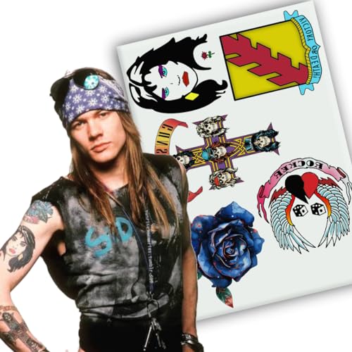 Yatatu - Axl Rose Temporäres Tattoo Set - Kostüm - Karneval - Halloween - Cosplay von Yatatu