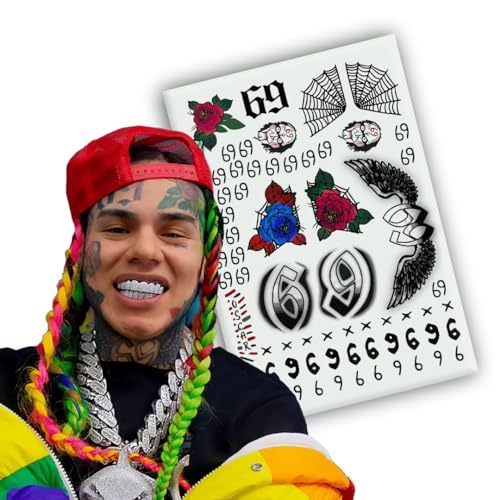 Yatatu - Tekashi 6ix9ine Temporäres Tattoo Set - Kostüm - Karneval - Halloween - Cosplay von Yatatu