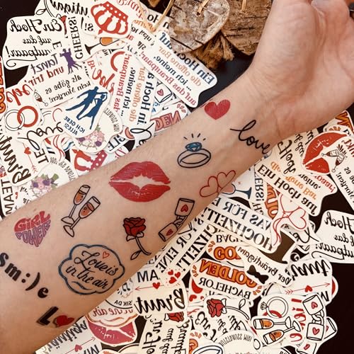 Yatatu – Temporäre Hochzeitstattoos – über 130 temporäre Tattoos für Hochzeiten mit verschiedenen Designs – gebrauchsfertige Einzelstücke (Deutsche Version) von Yatatu