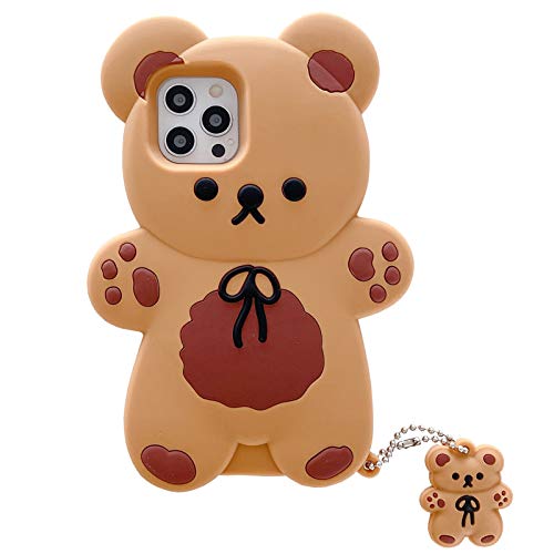 Yatchen Kawaii-Handyhüllen gelten für iPhone XR, niedliche Cartoon-Bär-Handyhülle mit Schlüsselanhänger, Teddybär, Handyhülle, 3D-Hülle, stoßfeste Abdeckung, Frauen und Mädchen für iPhone XR von Yatchen