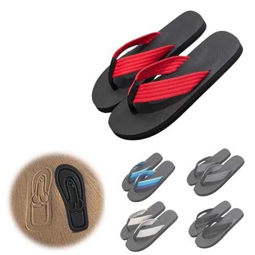 Versteckte Flops, Sommer Strand Komfort Anti-Rutsch-Sandale, Spoof Strand Flip Flops, Lustige Fußabdruck Hausschuhe, Strand Party Strafe Requisiten(Red,40 EU) von Yately