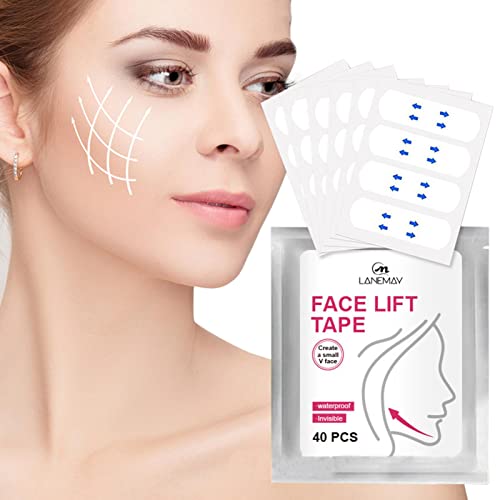 Unsichtbares Facelift-Tape | 40 STÜCKE Transparente Aufkleber zum Anheben der Gesichtshaut | Sofortige Doppelkinnheber-Tape-Aufkleber tragbare Stirnaufkleber für V-förmiges Gesicht von Yatlouba
