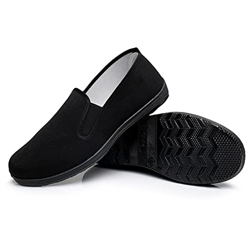 Yatong Sports Chinesische Kung Fu Hausschuhe Leinwand Kampfsport Tai Chi Schuhe Gummisohle Unisex Alle Schwarz Größe EU 36 (230cm) von Yatong Sports