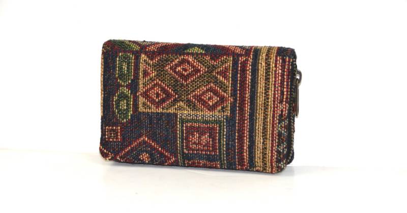 Geldbeutel Aus Baumwolle Mit Ethnomuster - Portemonnaie Reißverschluss Kleine Geldbörse Boho Muster Damen von YatraDesign