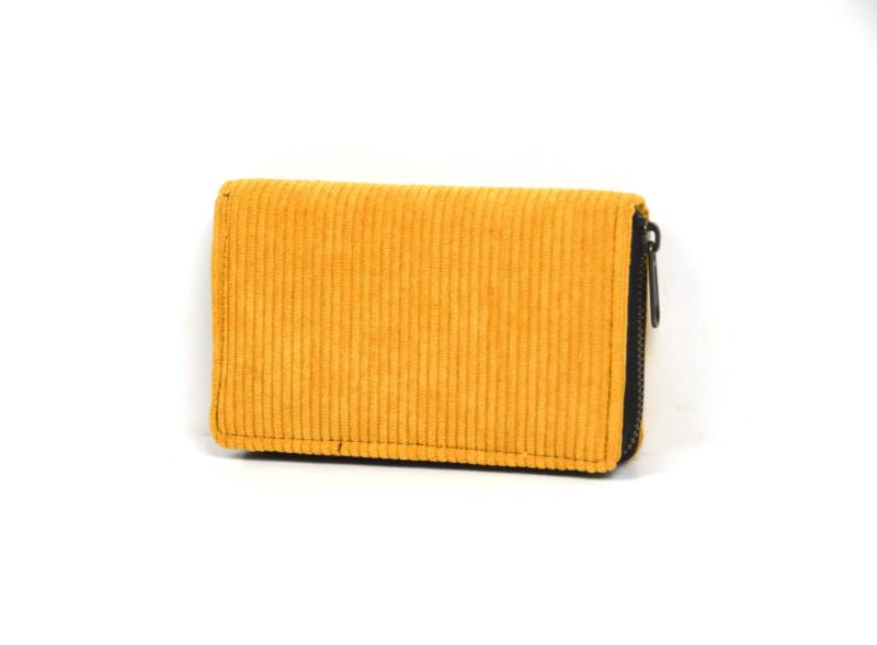 Geldbeutel Aus Cord, Cordgeldbeutel Senfgelb, Boho Portemonnaie Damen, Geldbörse Baumwolle Vegan von YatraDesign