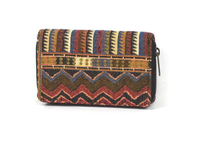 Geldbeutel Mit Ethnomuster, Boho Portemonnaie Damen, Geldbörse Aus Baumwolle Vegan, Bunter von YatraDesign