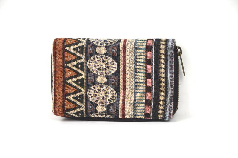 Geldbeutel Mit Ethnomuster, Boho Portemonnaie Damen, Geldbörse Aus Baumwolle Vegan, Bunter von YatraDesign