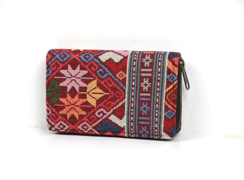 Geldbeutel Mit Ethnomuster, Boho Portemonnaie Damen, Geldbörse Aus Baumwolle Vegan, Bunter von YatraDesign