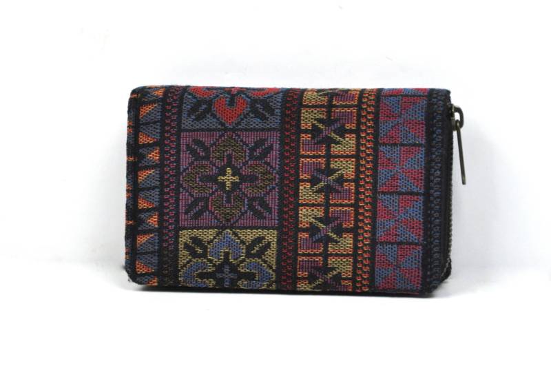 Geldbeutel Mit Ethnomuster, Boho Portemonnaie Damen, Geldbörse Aus Baumwolle Vegan von YatraDesign