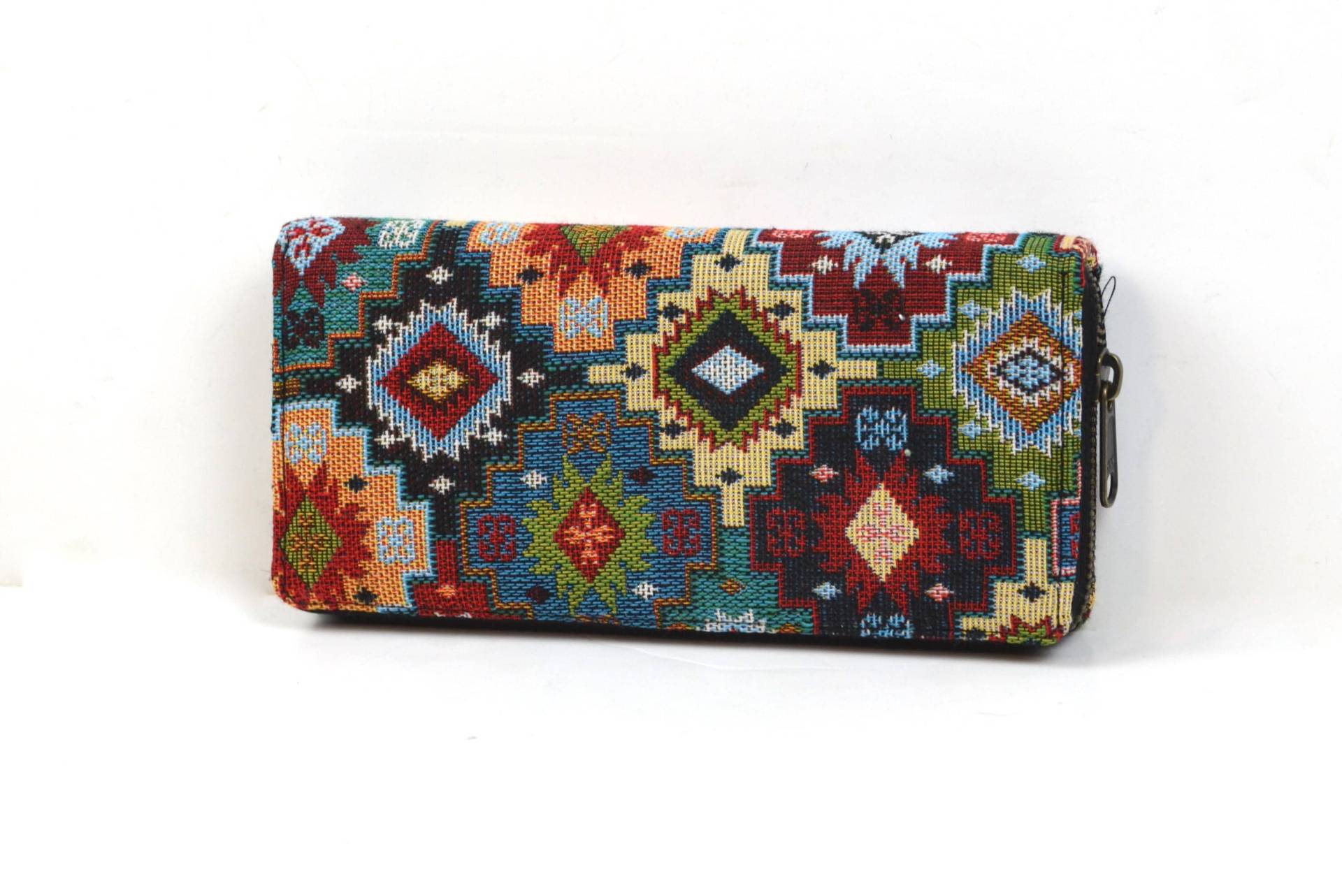 Großer Geldbeutel Aus Baumwolle Damen - Handgemachtes Portemonnaie Mit Reißverschluss Boho Muster Geldtasche Ethnomuster von YatraDesign