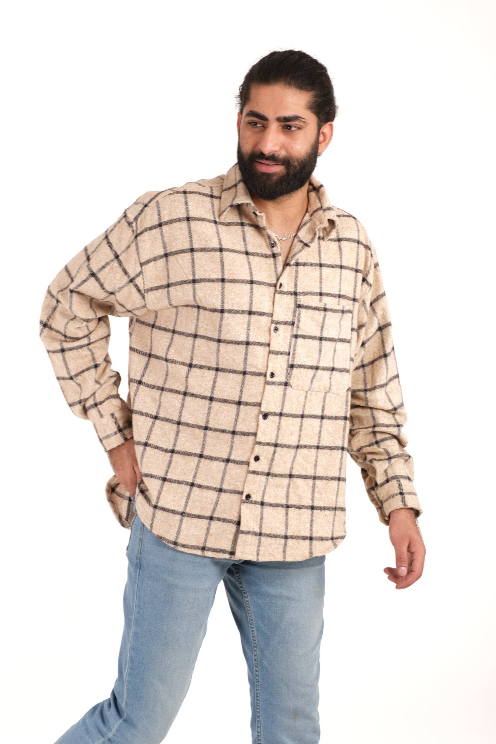 Kariertes Flanellhemd, Oversized Hemd, Holzfällerhemd, Warmes Wollhemd Herren, Hemdjacke, Overshirt Beige, Gemütliches Hemd Kariertes Flanellhemd, Oversized Hemd, Holzfällerhemd, Warmes Wollhemd Herren, Hemdjacke, Overshirt Beige, Gemütliches Hemd von YatraDesign