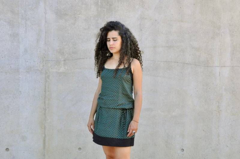 Sommerkleid/Kleid Aus Viskose Leichtes Grün Schwarz Lockeres "Malay" von YatraDesign