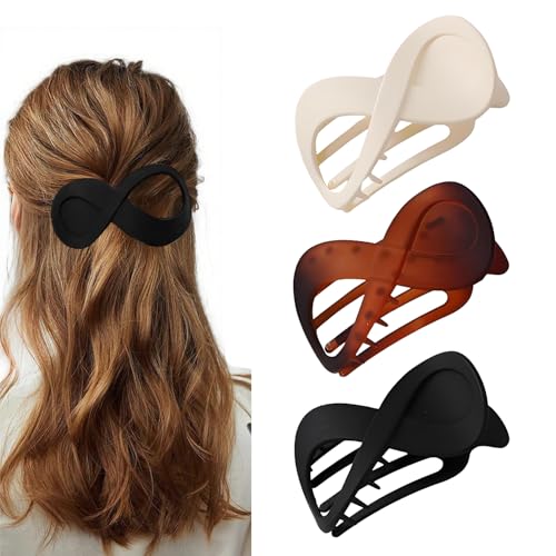 Yatrosynth 3 Stück Haarklammer Groß Französische Haar, Haarklammern & Flat Claw Clip, Haarklammern Elegant Haarschmuck Damen und Mädchen (Mattiert) - Set C von Yatrosynth