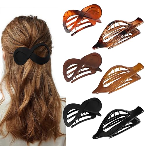 Yatrosynth 6 Stück Haarklammer Groß Französische Haar, Haarklammern & Flat Claw Clip, Haarklammern Elegant Haarschmuck Damen und Mädchen (Mattiert) - Set B von Yatrosynth
