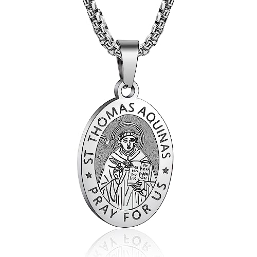 YAUMATEA Schutzpatron der Heiligen Halskette, St. Michael/Jungfrau Maria & mehr, Edelstahl, 61 cm Kette, Edelstahl, Kein Edelstein YAUMATEA Schutzpatron der Heiligen Halskette, St. Michael/Jungfrau Maria & mehr, Edelstahl, 61 cm Kette, Edelstahl, Kein Edelstein von Yaumatea