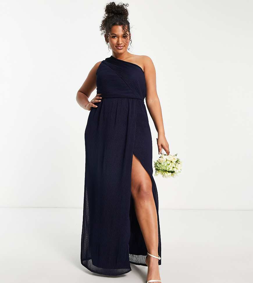 Yaura Plus - Bridesmaid - Drapiertes Maxikleid mit One-Shoulder-Träger in Marineblau von Yaura Plus