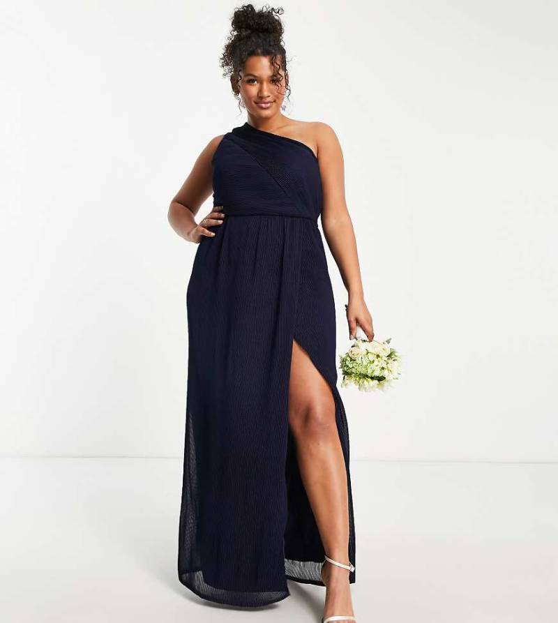 Yaura Plus - Bridesmaid - Drapiertes Maxikleid mit One-Shoulder-Träger in Marineblau von Yaura Plus