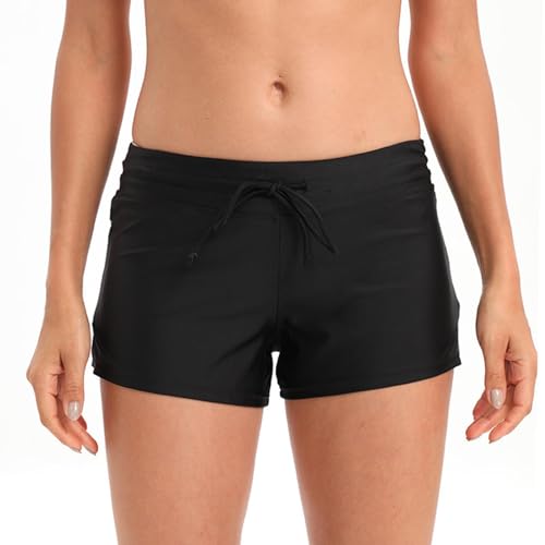 Yavero Damen Badeshorts Kurze Badehose UV Schutz Shorts Strand Wassersport Boardshorts Schnell Trocknendes Schwimmhose Schwimmshorts Schwarz 38-40=Etikettgr.M von Yavero