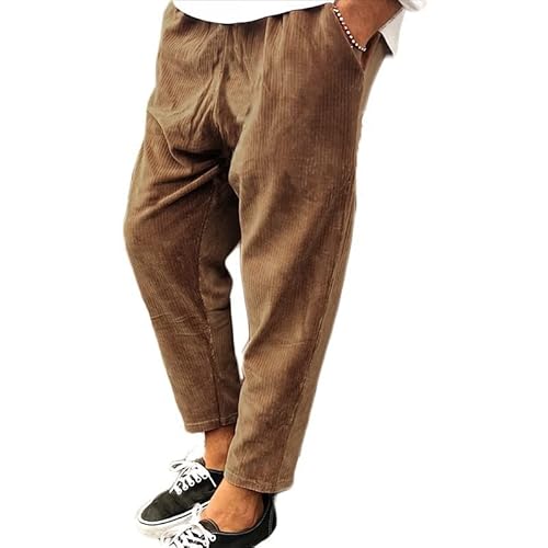 YawYews Cordhose Herren Hosen Freizeithose Cord Hose Herren Kordhos Männer Neun-Minuten Elastische Taille Leichte Bequem von YawYews