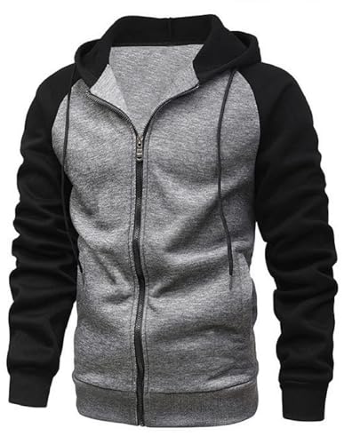 YawYews Sweatjacke Herren Zipper Hoodie Kapuzenjacke Herren Sweatjacke Mit Kapuze Sweatshirt Jacke Reißverschluss Grau 2XL von YawYews