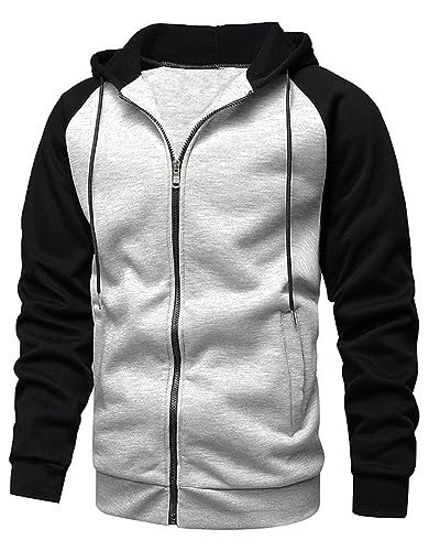 YawYews Sweatjacke Herren Zipper Hoodie Kapuzenjacke Herren Sweatjacke Mit Kapuze Sweatshirt Jacke Reißverschluss Grau S von YawYews