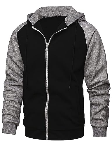 YawYews Sweatjacke Herren Zipper Hoodie Kapuzenjacke Herren Sweatjacke Mit Kapuze Sweatshirt Jacke Reißverschluss Schwarz 2XL von YawYews