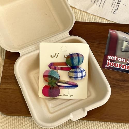 1/2PCS Bunte Stoff Bow Haars pangen, karierte Bowknote Haarnadel, süße Mädchen handgemachte Liebe Haarseil Haarschmuck Kinder Kopf bedeckung von Yawdil