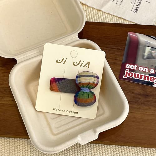 1/2PCS Bunte Stoff Bow Haars pangen, karierte Bowknote Haarnadel, süße Mädchen handgemachte Liebe Haarseil Haarschmuck Kinder Kopf bedeckung von Yawdil