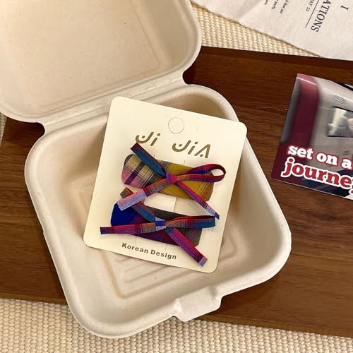 1/2PCS Bunte Stoff Bow Haars pangen, karierte Bowknote Haarnadel, süße Mädchen handgemachte Liebe Haarseil Haarschmuck Kinder Kopf bedeckung von Yawdil