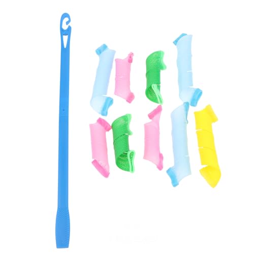 Yawdil 18 Stück Hitze lose Locken wickler Rollen, Keine Wärme Locken wickler, Spiral-Locken-Kit mit Styling-Haken, Perm-Isolierung-Clips für Frauen Mädchen von Yawdil
